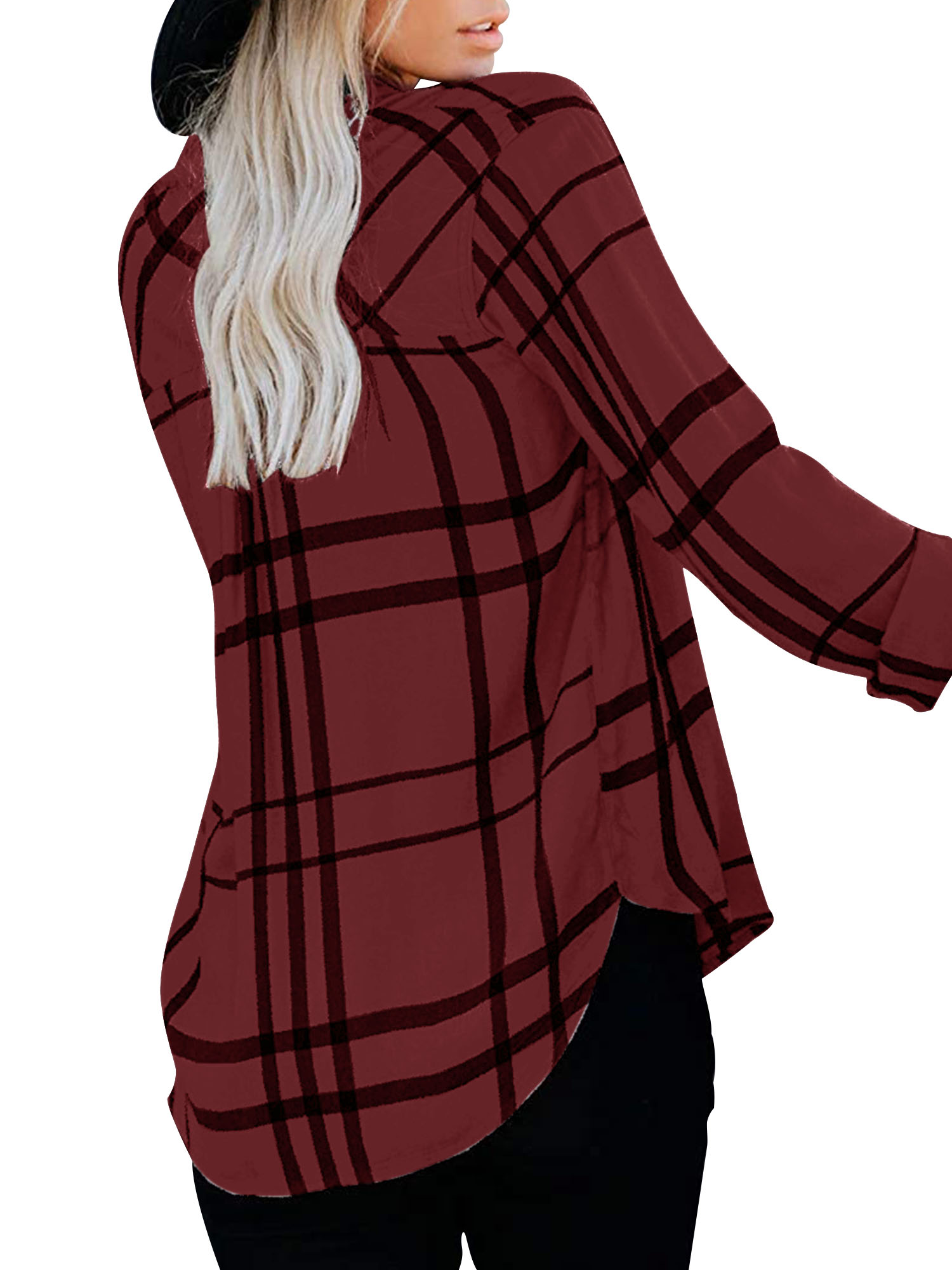 Polyester Woman Shirt V Neck Striped Long Sleeve Blouses Travelling Shirts - Picture 7 of 11