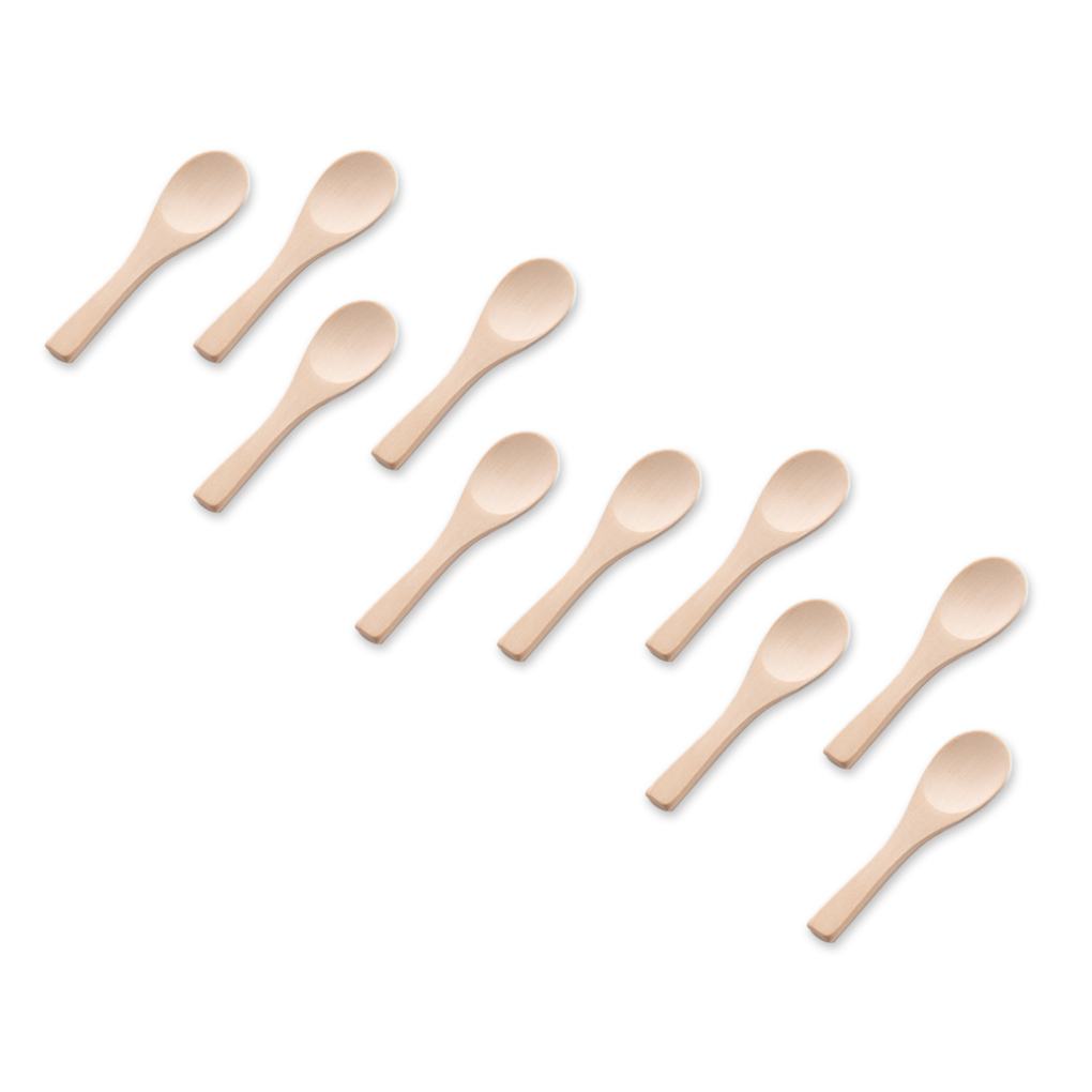 10 Pack Small Wooden Spoons Dining Tools Cooking Condiments Oil Coffee Sugar