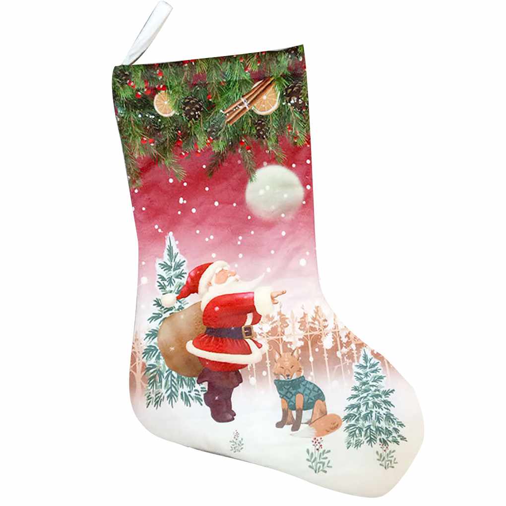 Christmas Stocking Sock Candy Gift Bag Happy New Year Xmas Tree Hanging Ornament - Picture 10 of 12