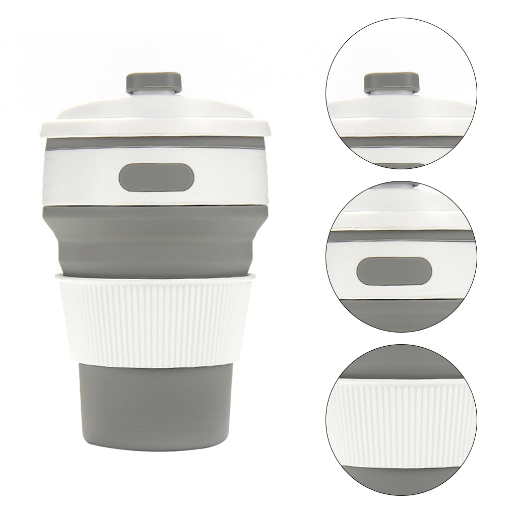 350ml Collapsible Silicone Travel Coffee Tea Mug Outdoor Camping Folding Cup - Bild 6 von 16