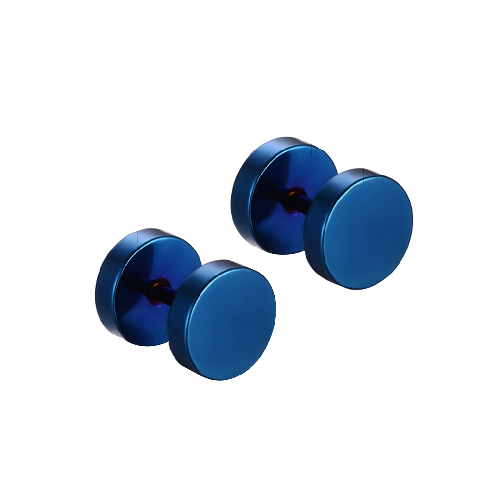 Unisex Stainless Ear Stud Earring Titanium Dumbbell High Polished Ear Punk Style - Picture 10 of 12