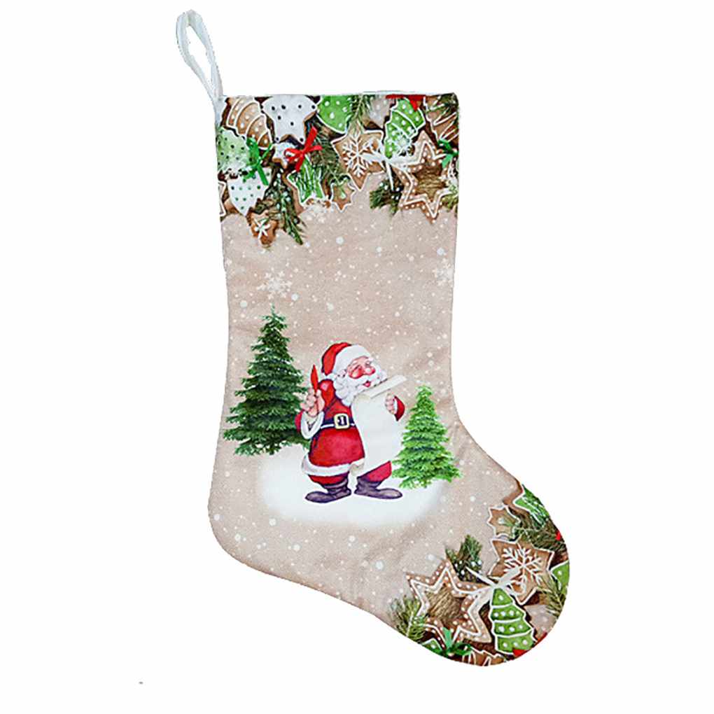 Christmas Stocking Sock Candy Gift Bag Happy New Year Xmas Tree Hanging Ornament - Picture 9 of 12