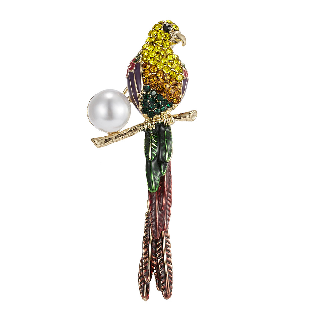 Colorful Bird Shaped Brooch Rhinestone Shining Chest Badge Pin Shirt Clothes - Picture 13 of 13