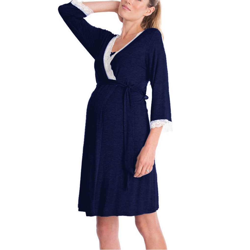 Women Maternity Dress Mother Nursing Nightgown Breastfeeding Sleepwear - Picture 11 of 11