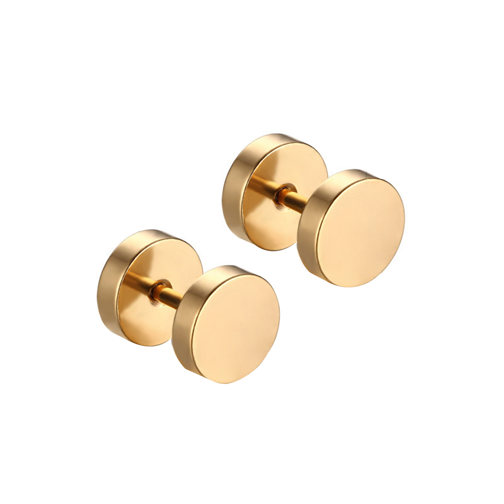 Unisex Stainless Ear Stud Earring Titanium Dumbbell High Polished Ear Punk Style - Picture 9 of 12