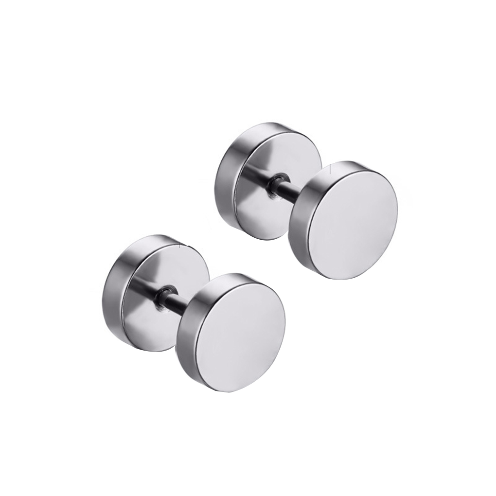 Unisex Stainless Ear Stud Earring Titanium Dumbbell High Polished Ear Punk Style - Picture 12 of 12