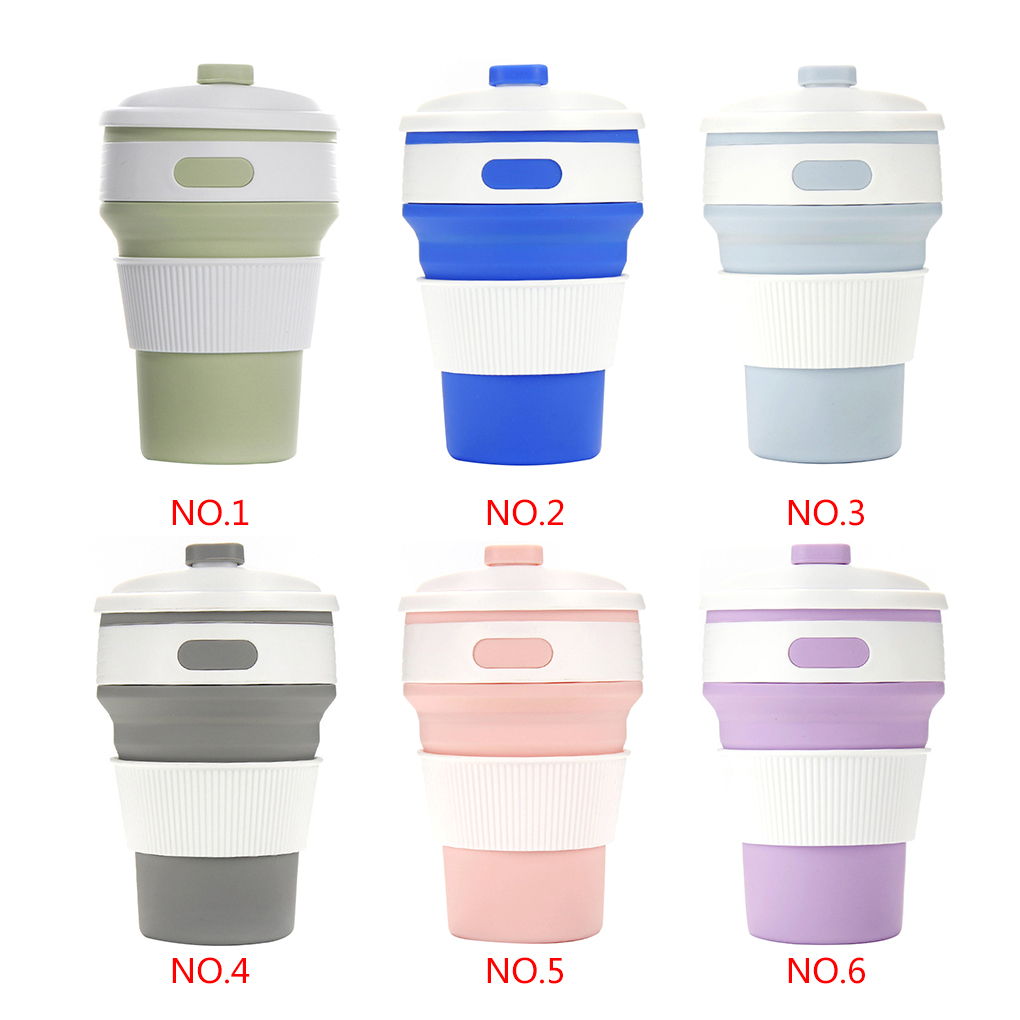 350ml Collapsible Silicone Travel Coffee Tea Mug Outdoor Camping Folding Cup - Bild 2 von 16