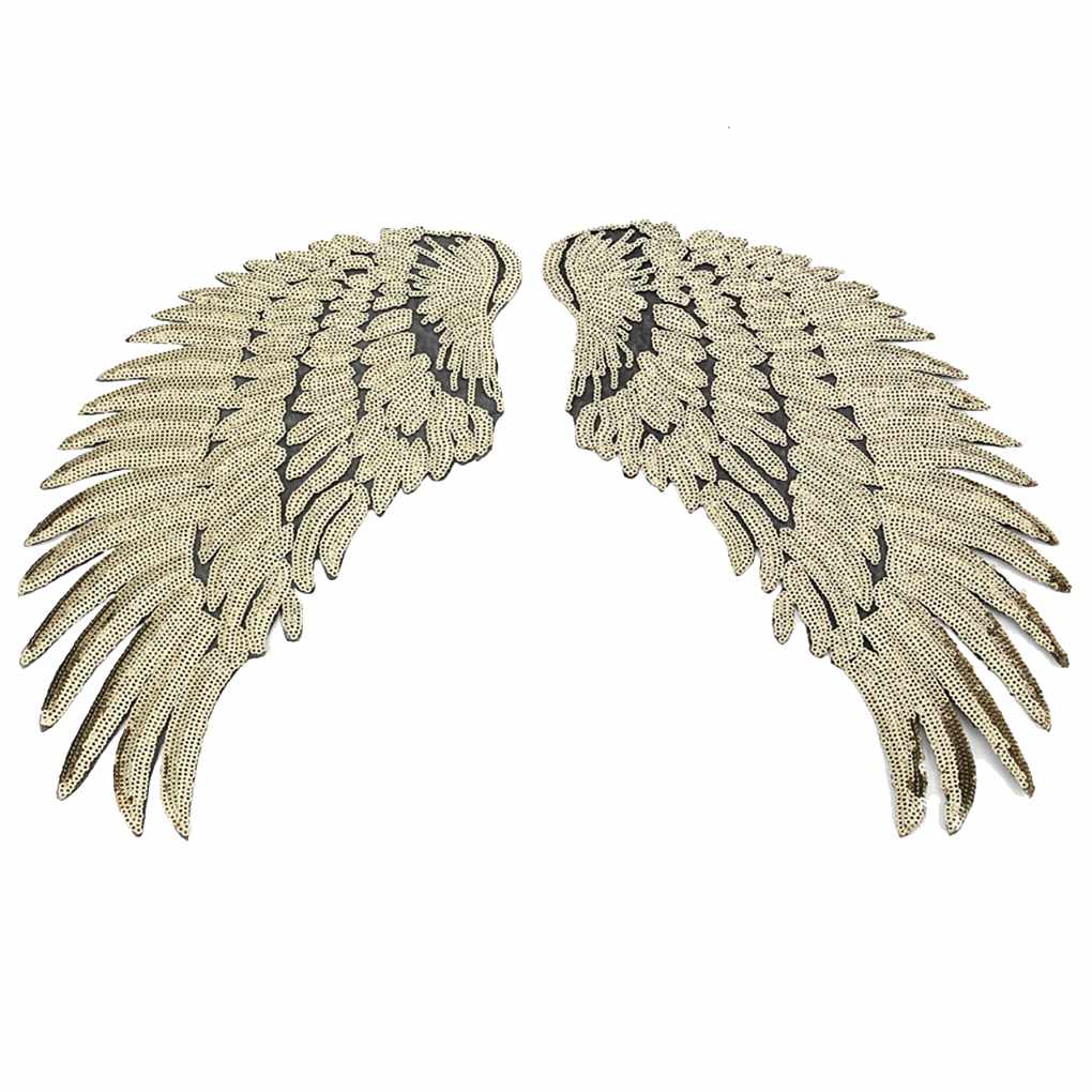 1 pair Clothes Wing Sequins Motif Applique Embroidered Iron On Patch Sticker - Picture 13 of 18
