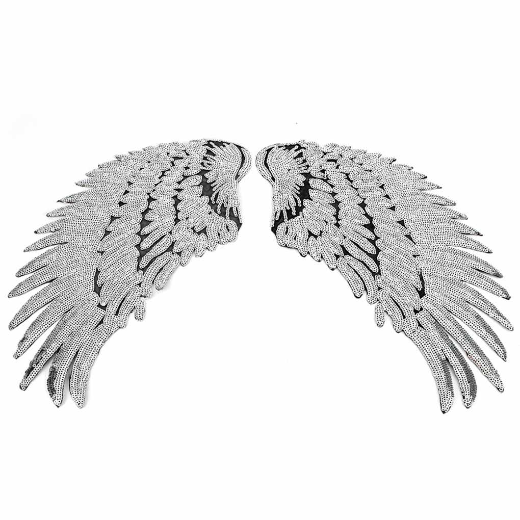 1 pair Clothes Wing Sequins Motif Applique Embroidered Iron On Patch Sticker - Picture 14 of 18