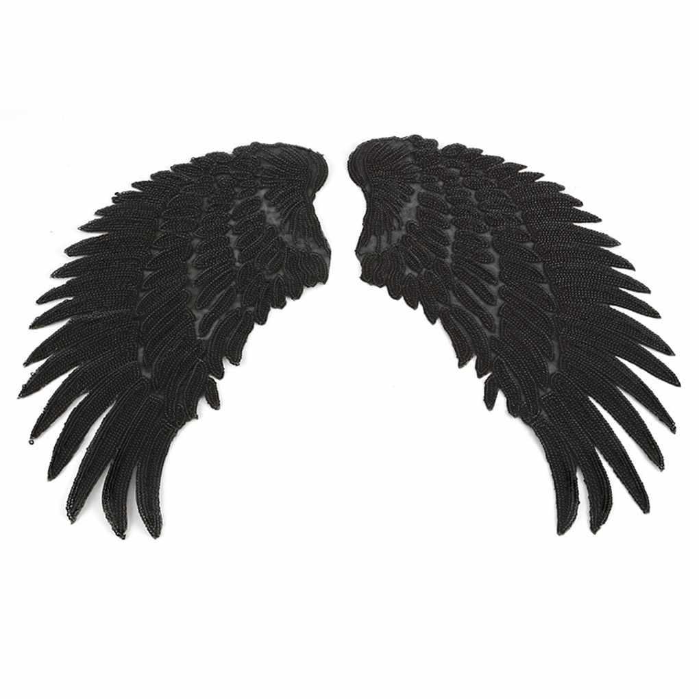 1 pair Clothes Wing Sequins Motif Applique Embroidered Iron On Patch Sticker - Picture 16 of 18