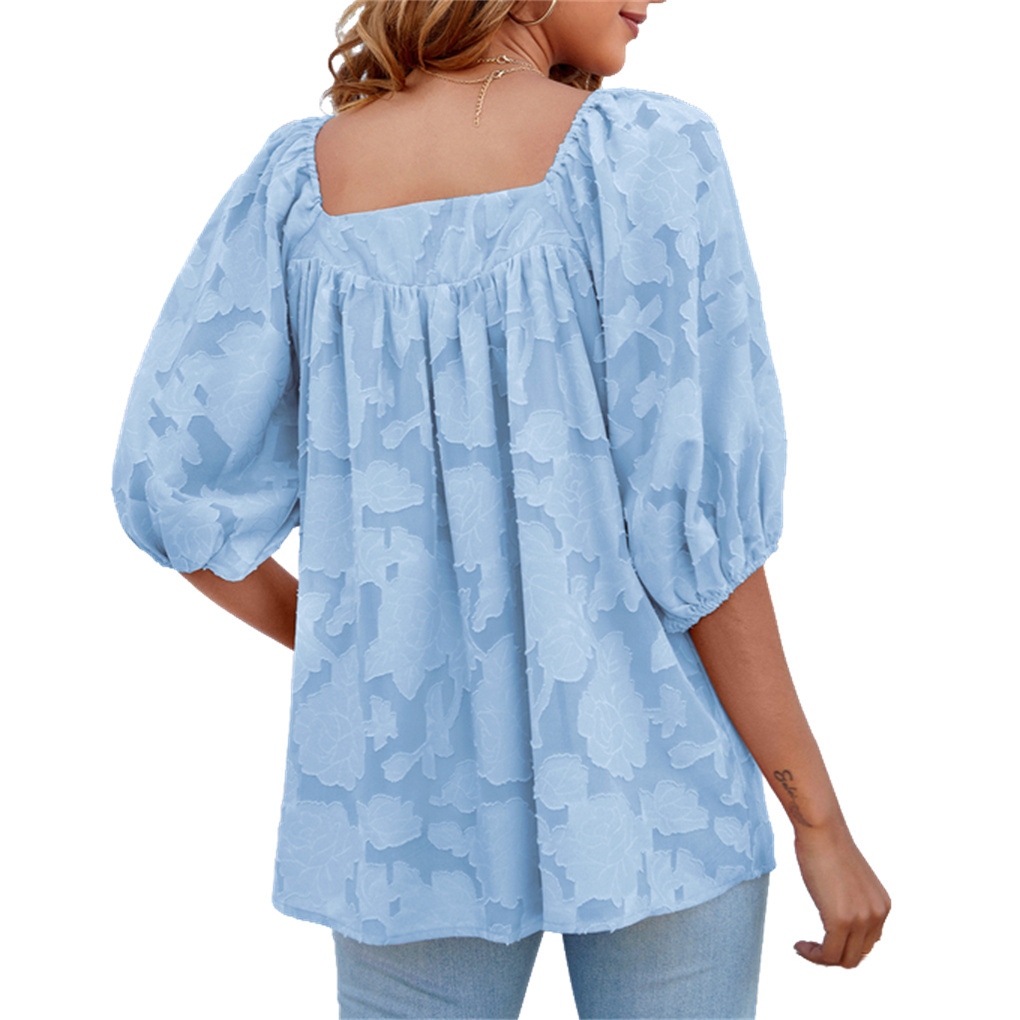 Women Blouse Loose-Fit Shirt Beach Vacation Breathable Summer Top Clothing