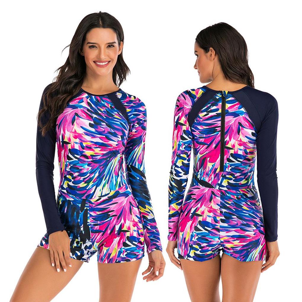 Sporty Women One-Piece Swimsuits For Long Sleeve Bathing Suits Machine Washable