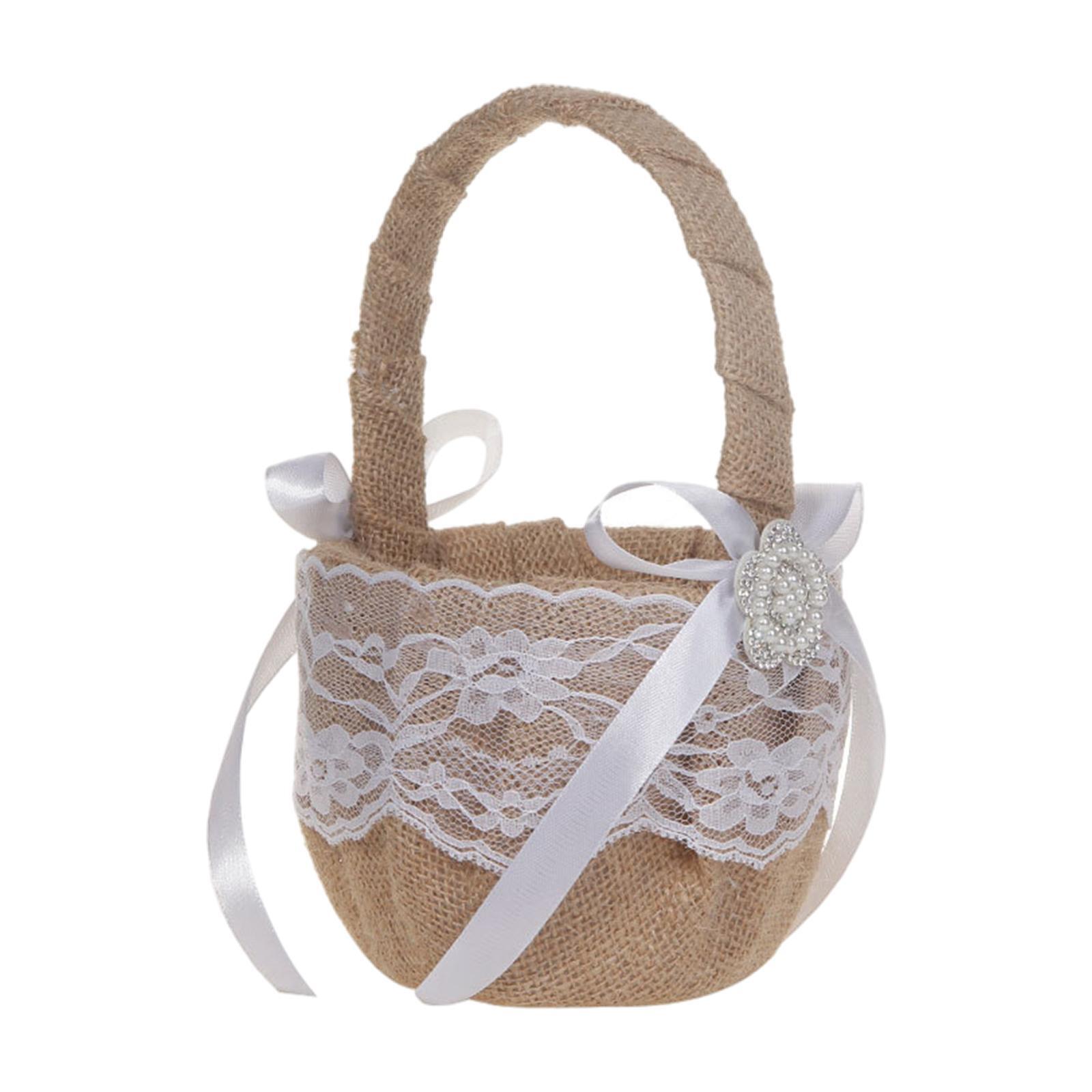 1/2/3 Elegant Satin Wedding Ceremony Flower Girl Basket Beautiful for Ivory - Picture 20 of 22