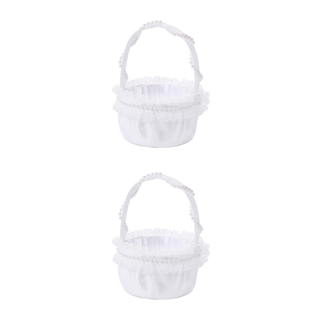 1/2/3 Elegant Satin Wedding Ceremony Flower Girl Basket Beautiful for Ivory - Picture 13 of 22