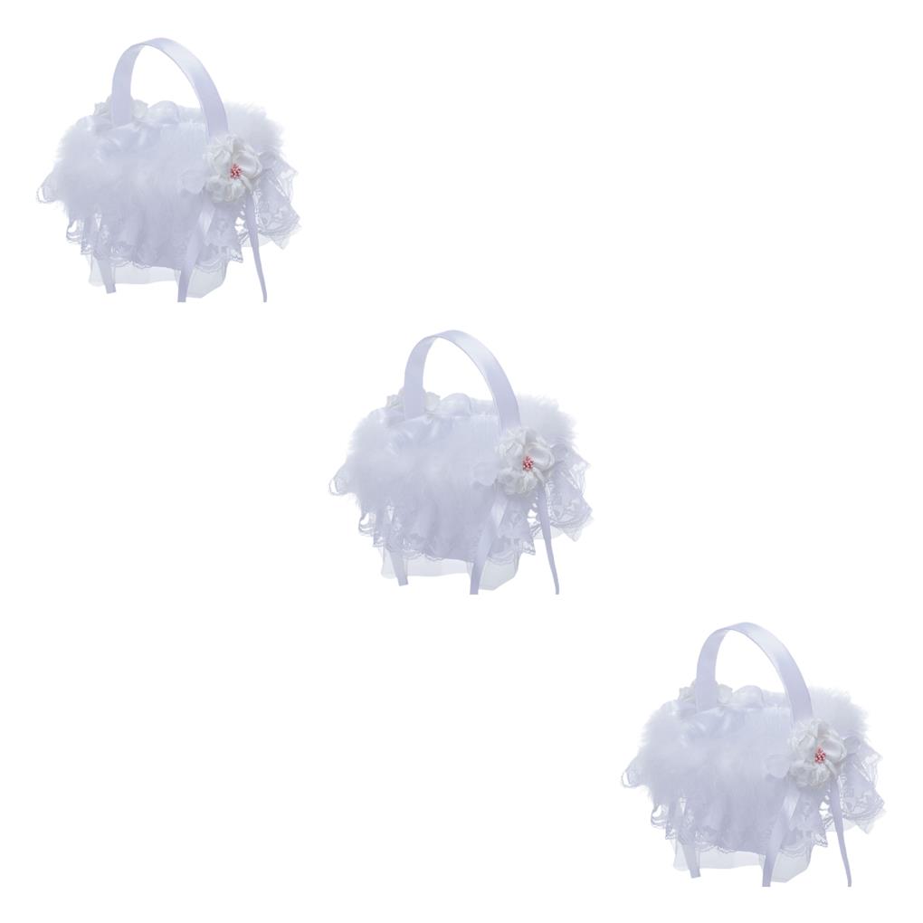 1/2/3 Elegant Satin Wedding Ceremony Flower Girl Basket Beautiful for Ivory - Picture 15 of 22