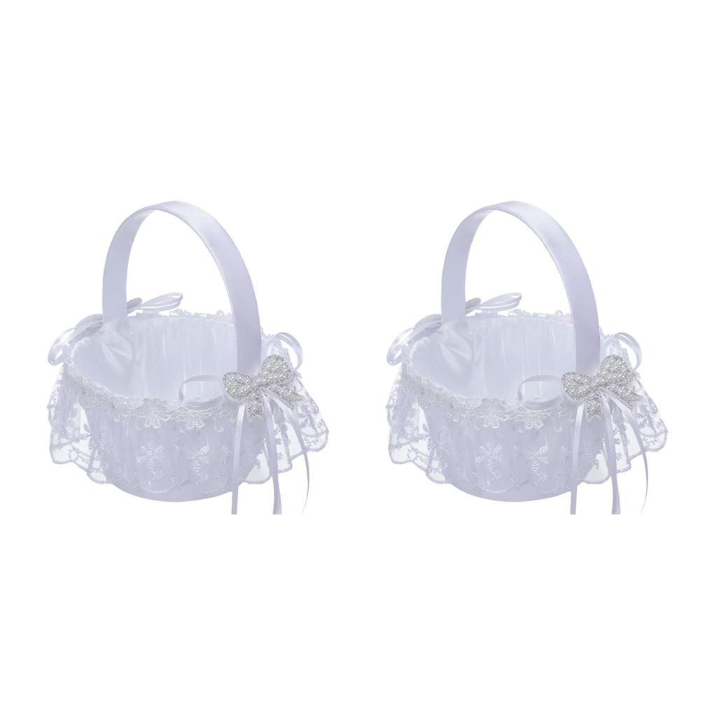 1/2/3 Elegant Satin Wedding Ceremony Flower Girl Basket Beautiful for Ivory - Picture 16 of 22