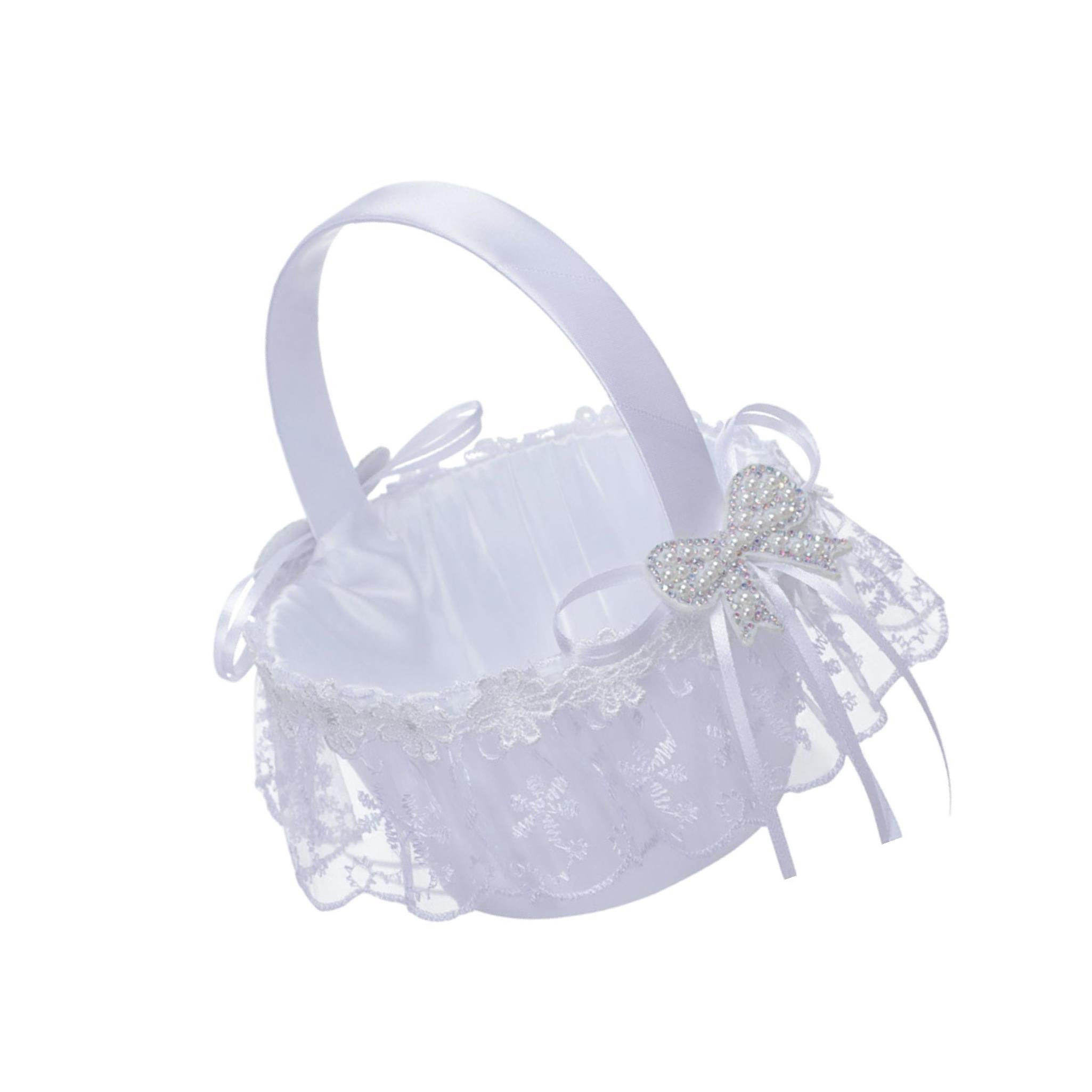 1/2/3 Elegant Satin Wedding Ceremony Flower Girl Basket Beautiful for Ivory - Picture 22 of 22