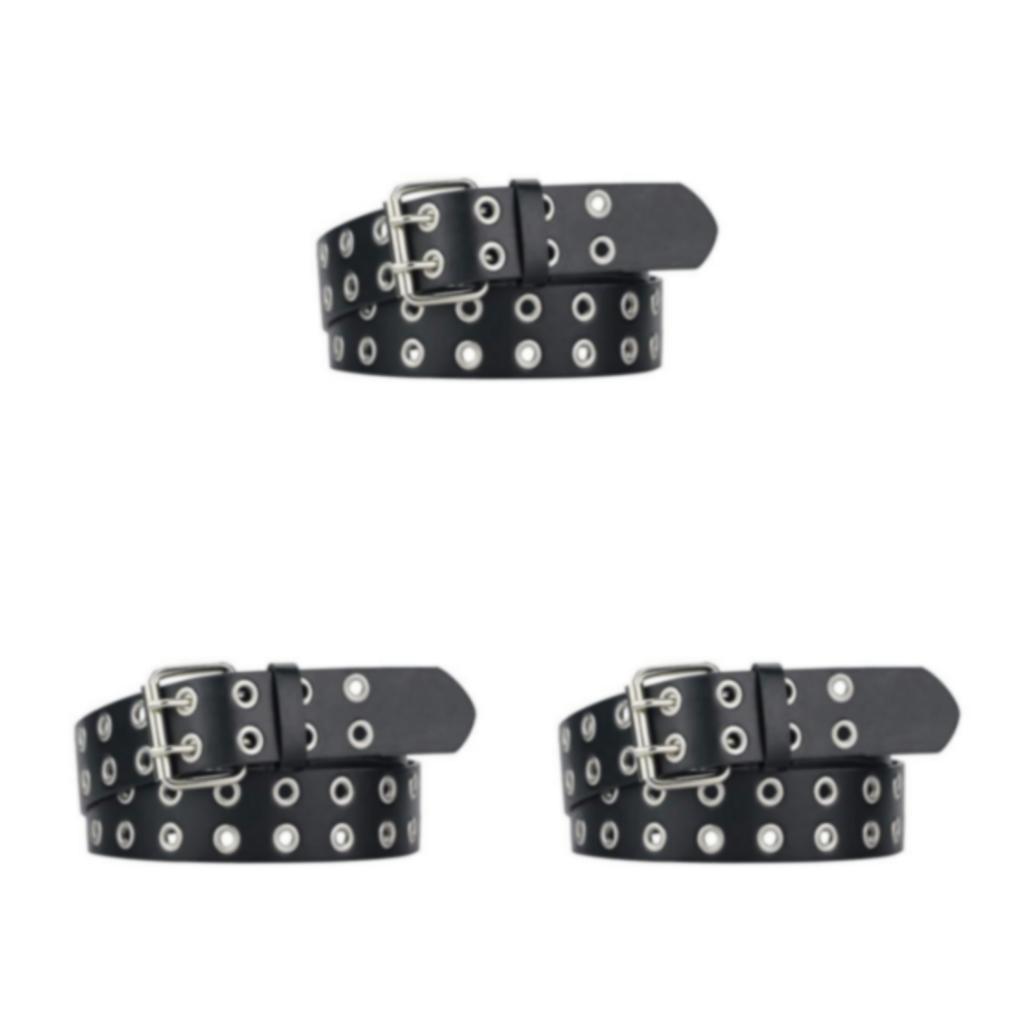 1/2/3 Punk Double Buckle Belt Exquisite Craft And Soft Texture Classic Style - Picture 14 of 42