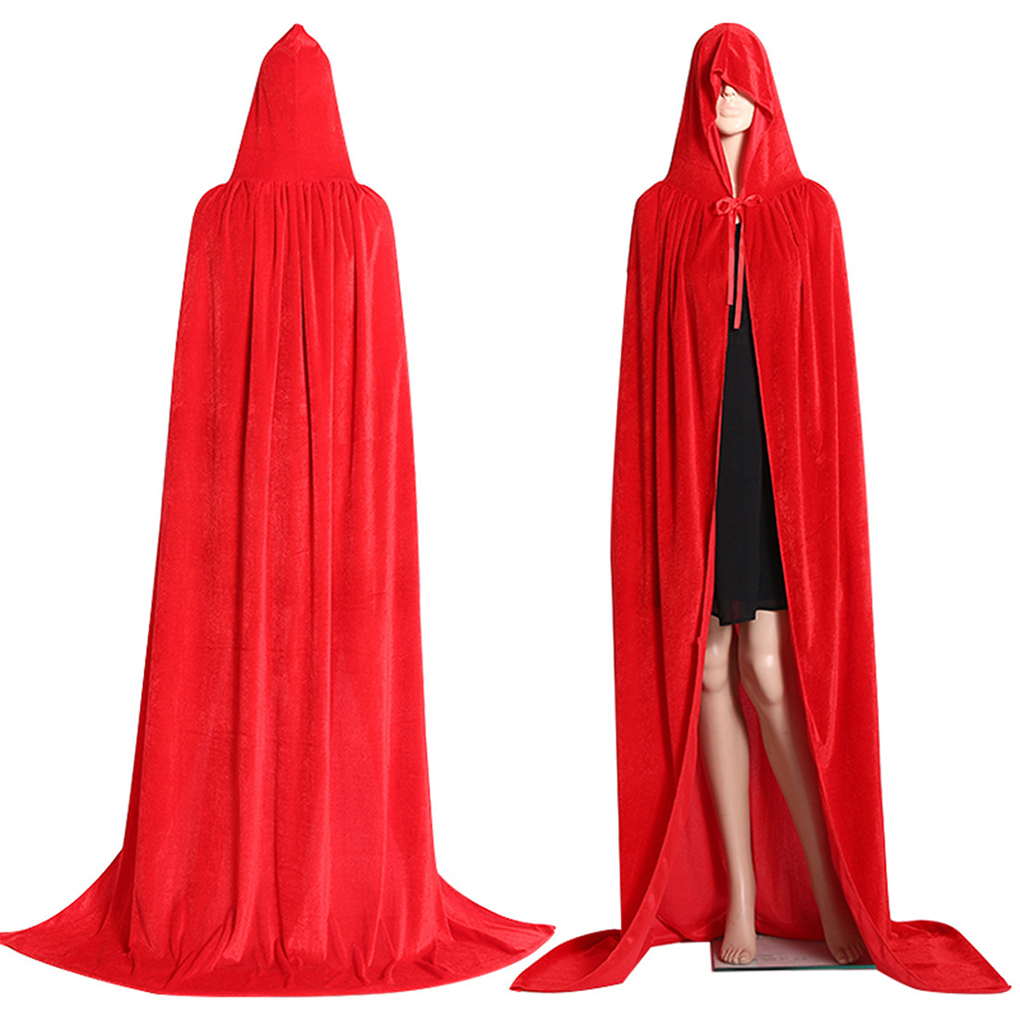 Unique Style Black Red Velvet Cape For Spooky Halloween Look Long And Spacious - Picture 10 of 12