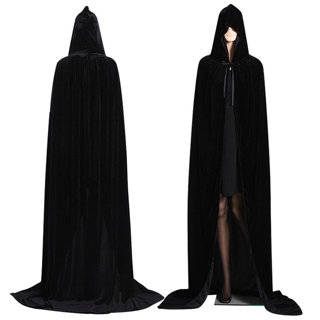 Unique Style Black Red Velvet Cape For Spooky Halloween Look Long And Spacious - Picture 11 of 12