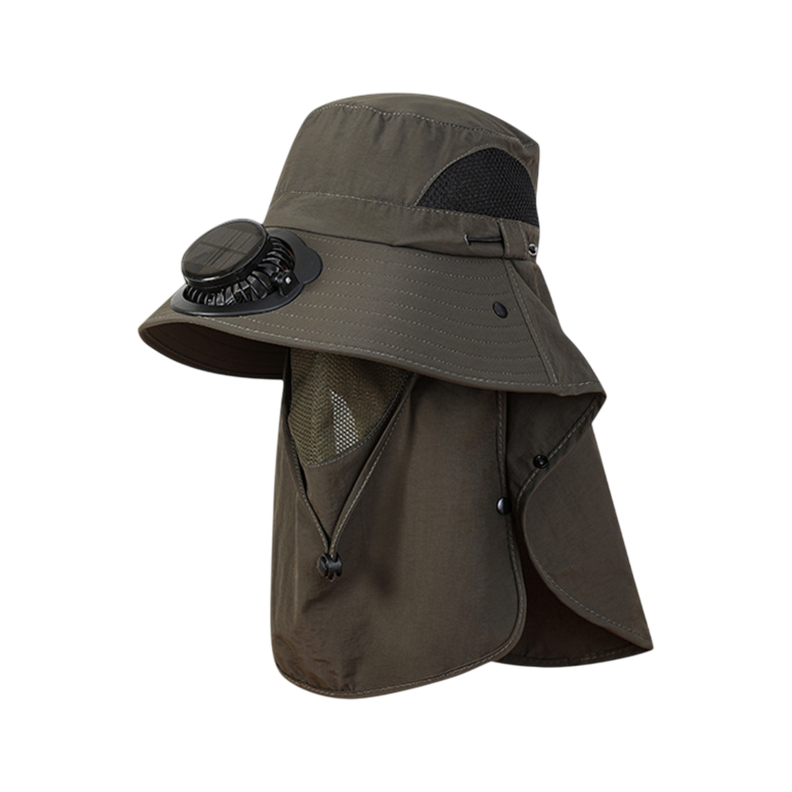 Solar Fan Hat Summer Outdoor Fishing Hiking Wide Brim UV Protection Neck Cape - Picture 13 of 13