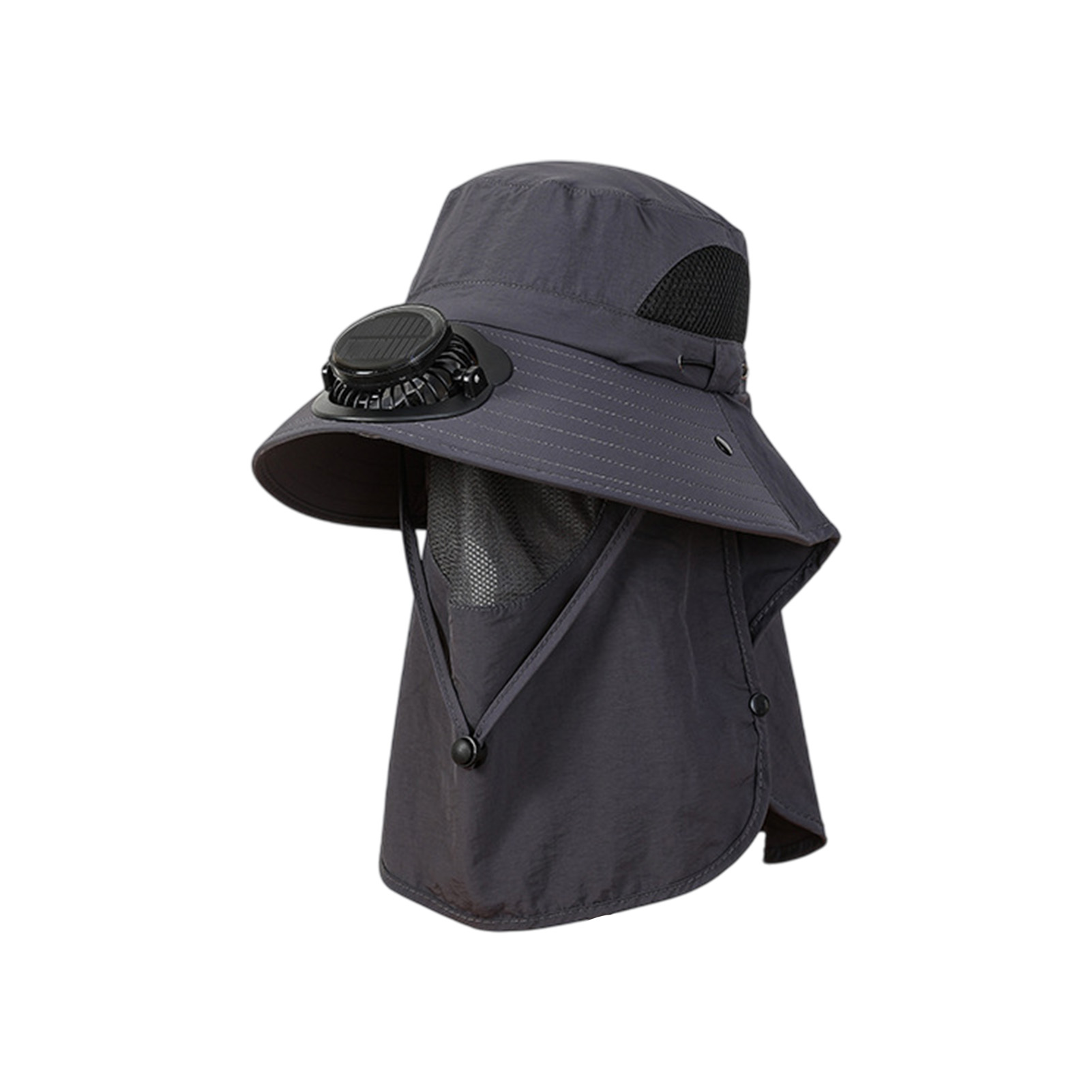 Solar Fan Hat Summer Outdoor Fishing Hiking Wide Brim UV Protection Neck Cape - Picture 12 of 13