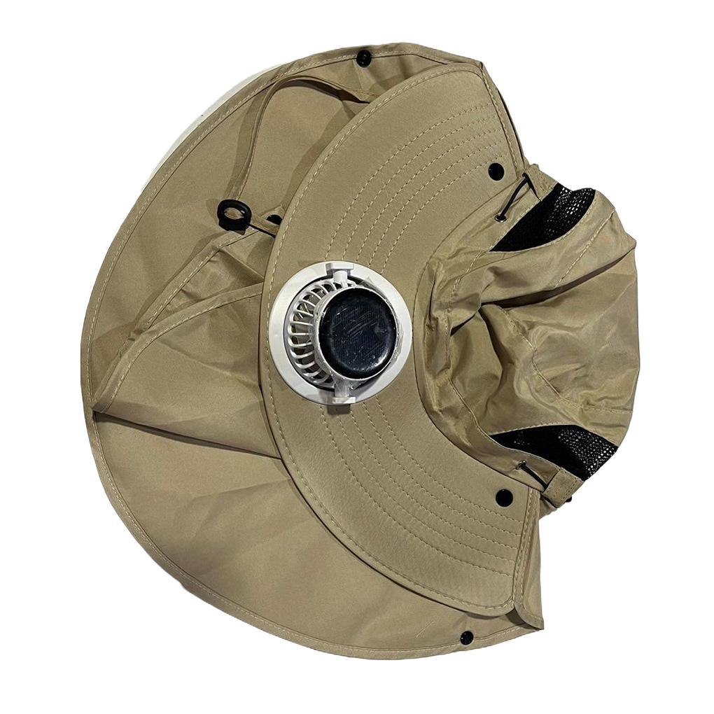 Solar Fan Hat Summer Outdoor Fishing Hiking Wide Brim UV Protection Neck Cape - Picture 10 of 13