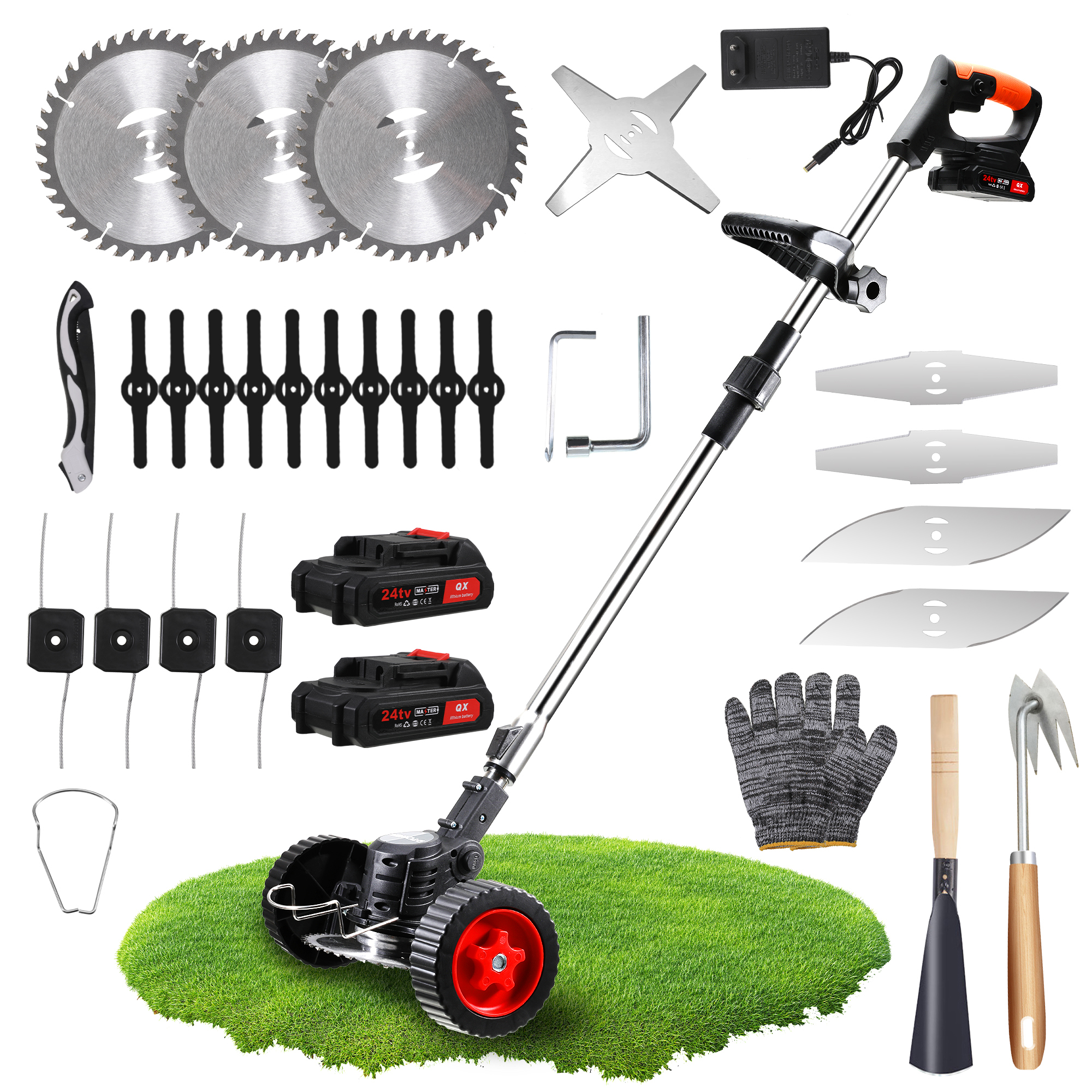 Electric Cordless Grass String Trimmer Lawn Edger Weed Wacker Cutter 2 Batteries
