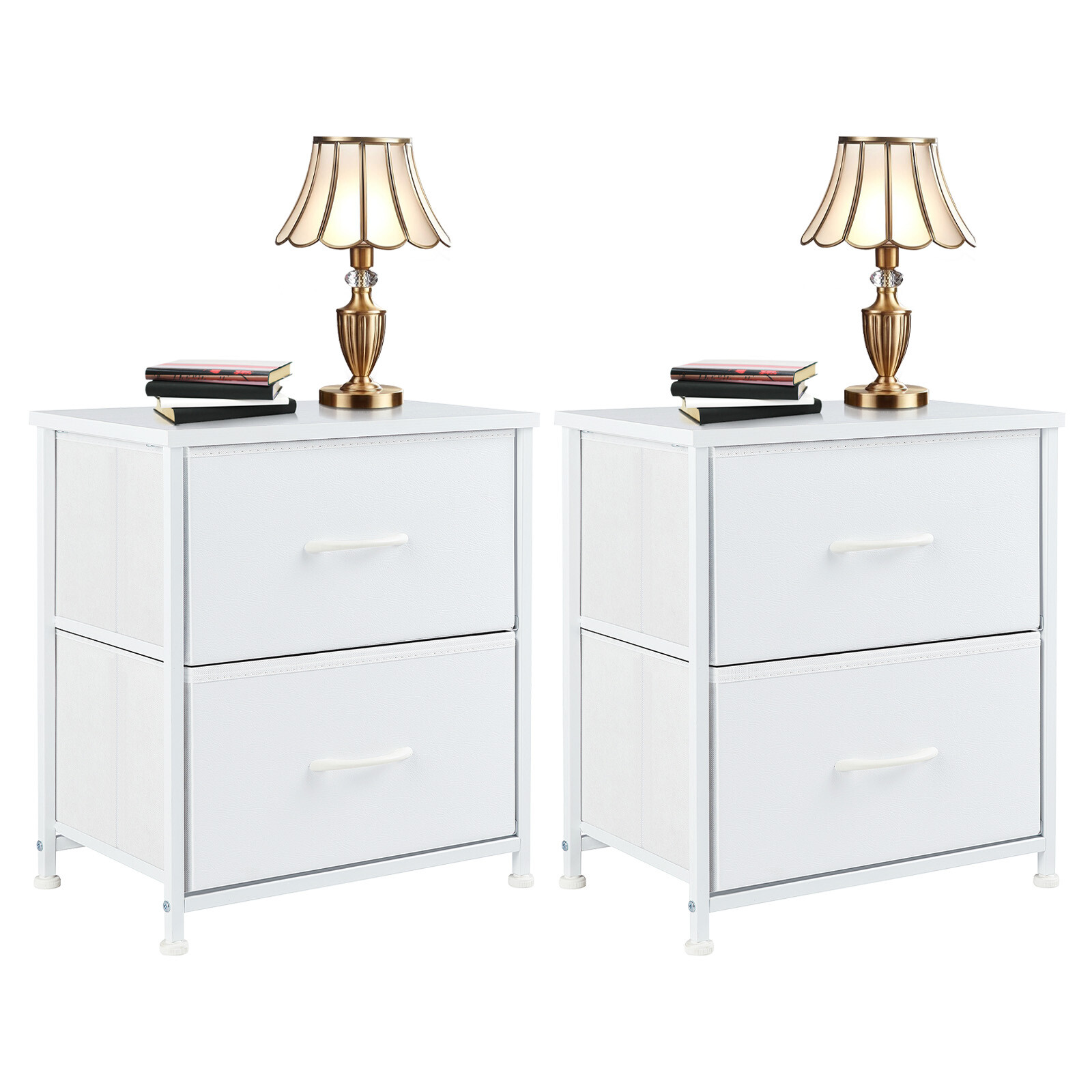 2Pcs Nightstands with 2 Fabric Drawers End Table Bedside Table for Bedroom - Picture 15 of 18