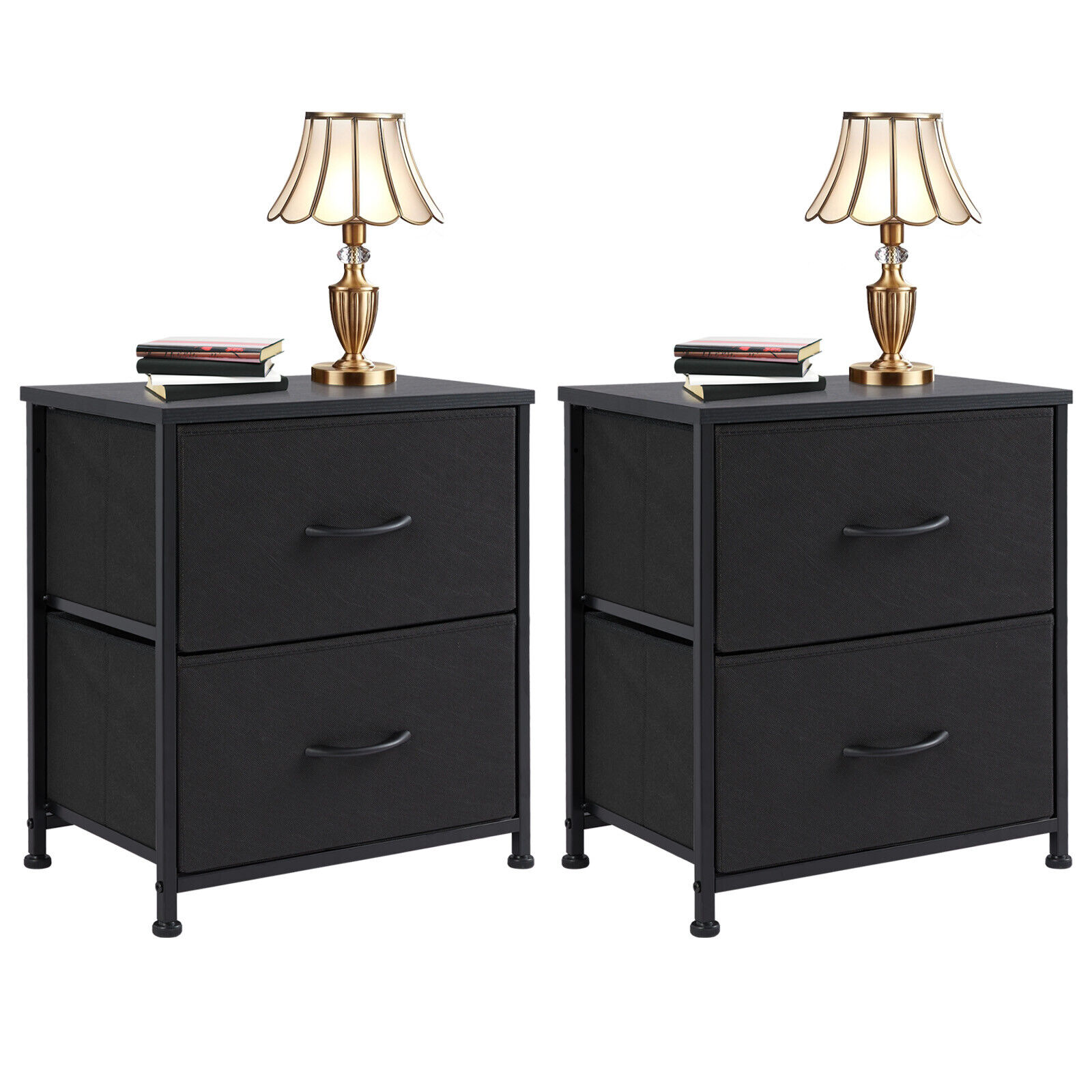 2Pcs Nightstands with 2 Fabric Drawers End Table Bedside Table for Bedroom - Picture 17 of 18
