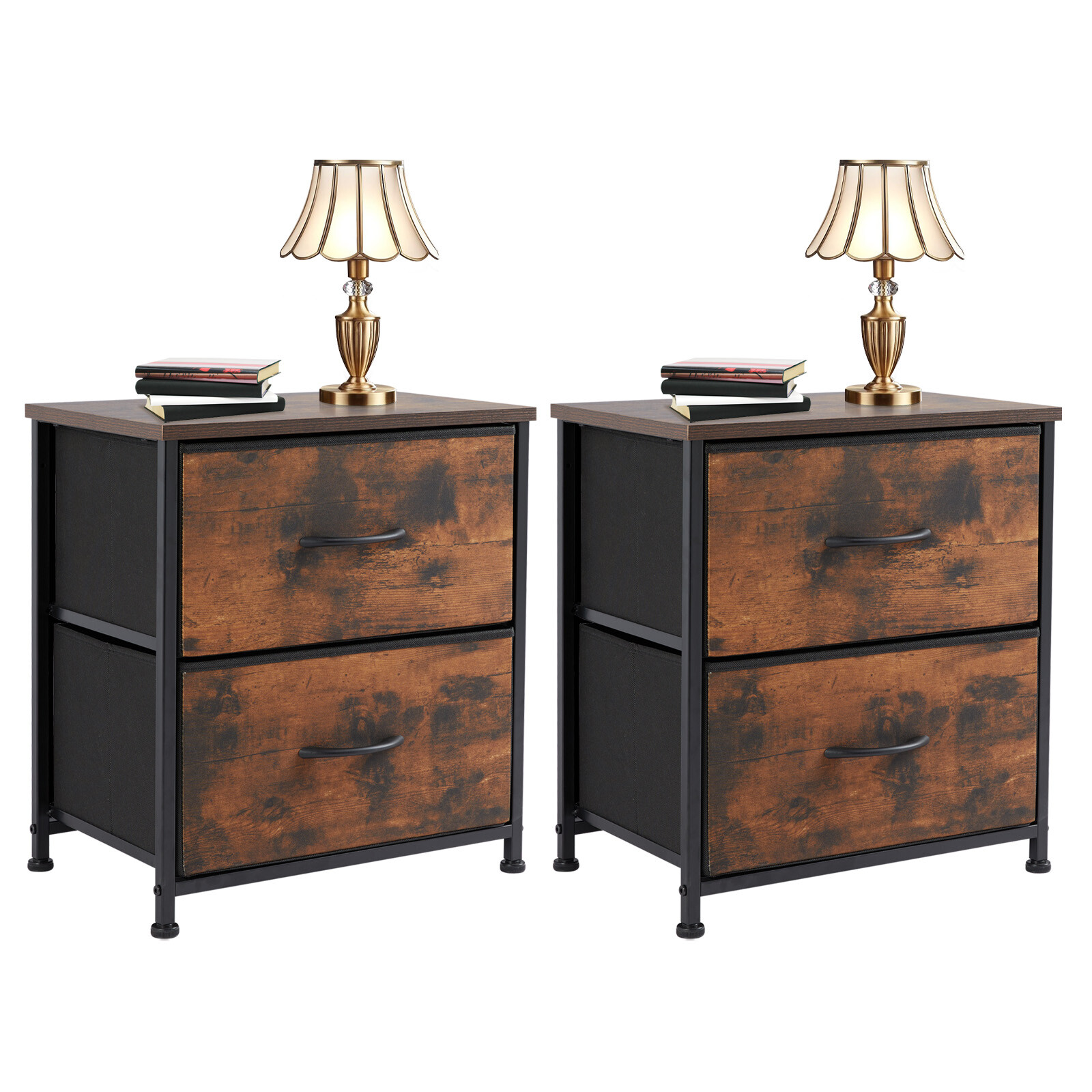 2Pcs Nightstands with 2 Fabric Drawers End Table Bedside Table for Bedroom - Picture 18 of 18