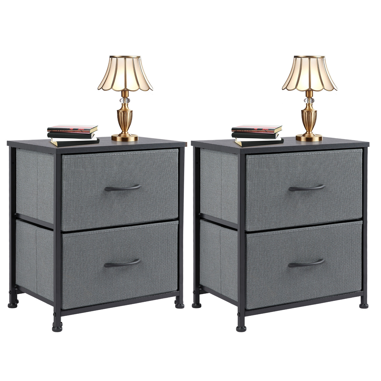 2Pcs Nightstands with 2 Fabric Drawers End Table Bedside Table for Bedroom - Picture 16 of 18