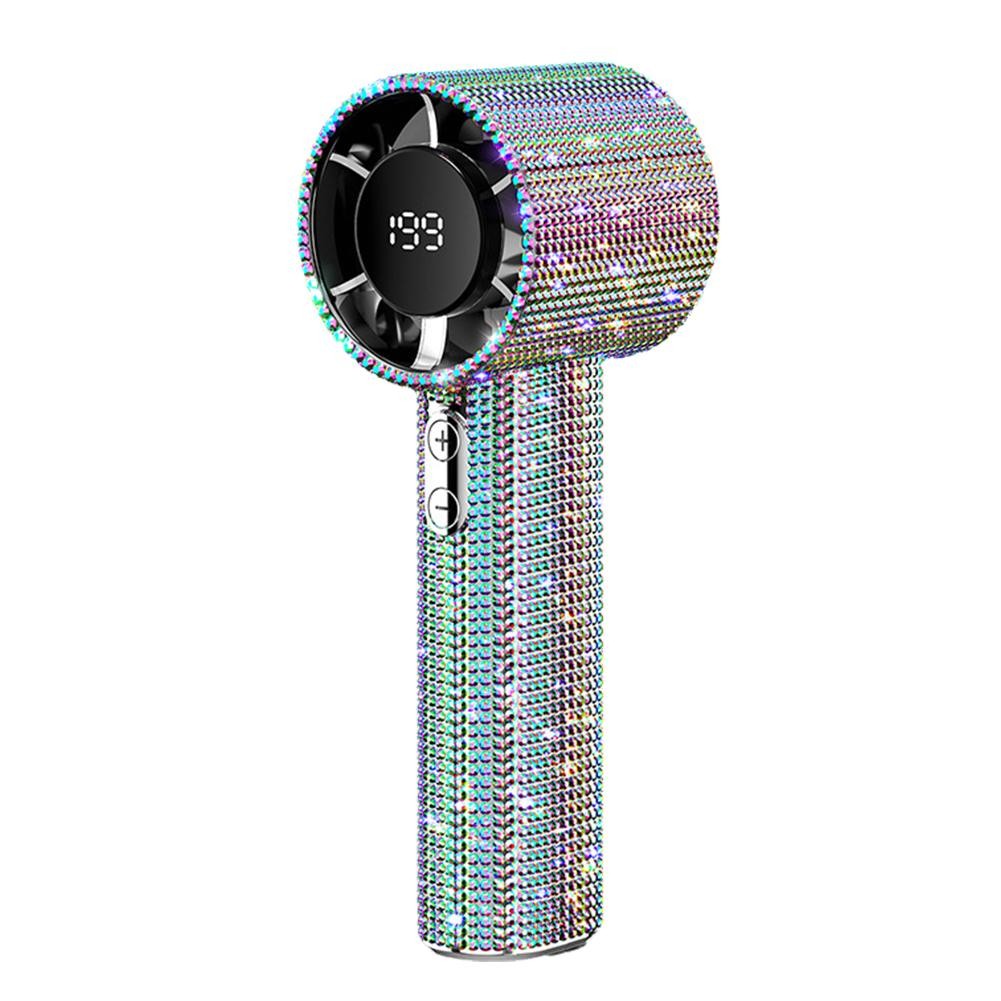 Bling Rhinestones High-Speed Handheld Fan Mini Portable Cooling Fan Outdoor New - Picture 19 of 19