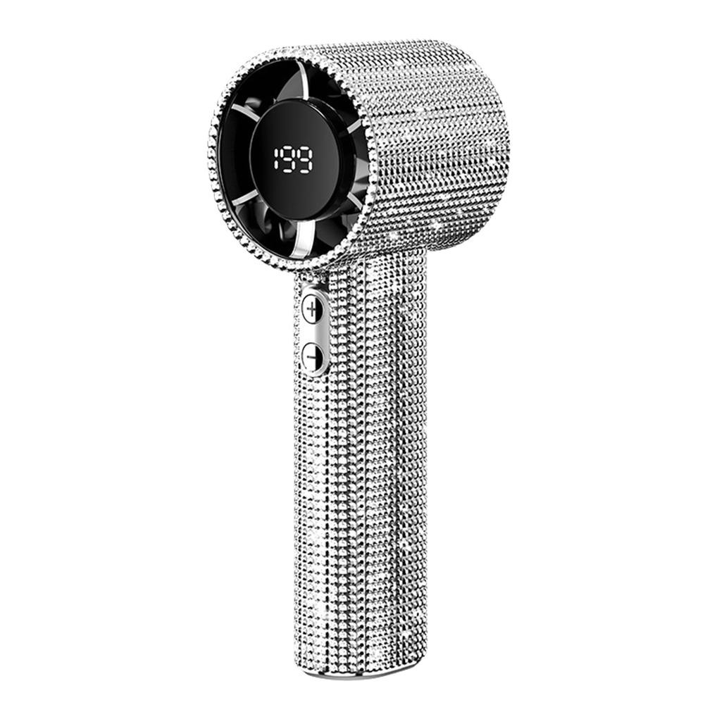 Bling Rhinestones High-Speed Handheld Fan Mini Portable Cooling Fan Outdoor New - Picture 18 of 19